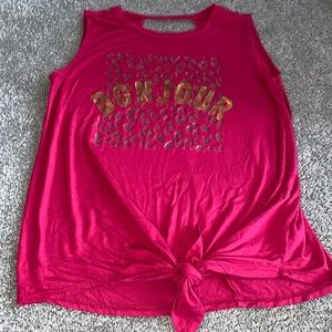 Girls “Bonjour” tie tank